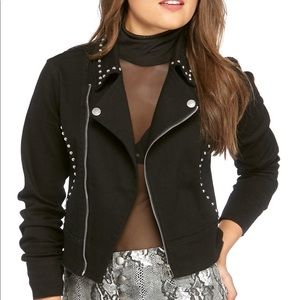 Moto inspired jacket with silver hardware